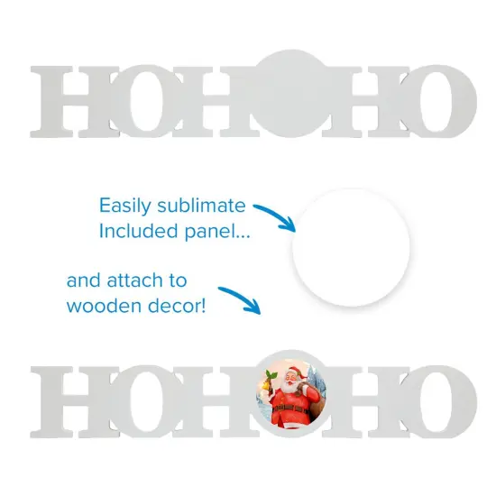 Sublimation Christmas White Coated Wood Word Blocks D&eacute;cor for Holiday&ndash; Sublimation Ready with 3.74&rdquo; Plate- HoHoHo {2}