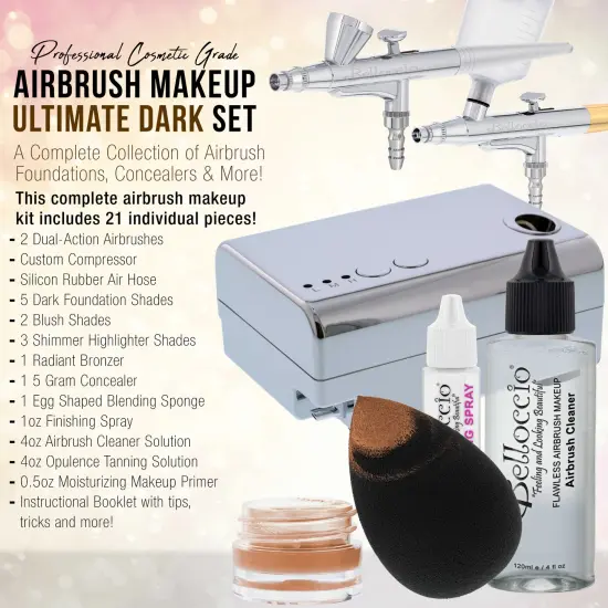 Belloccio Ultimate Airbrush Makeup & Spray Tanning System; Makeup & Tanning Airbrushes, Dark Shade Foundations, Blushes & Tanning Solution {2}