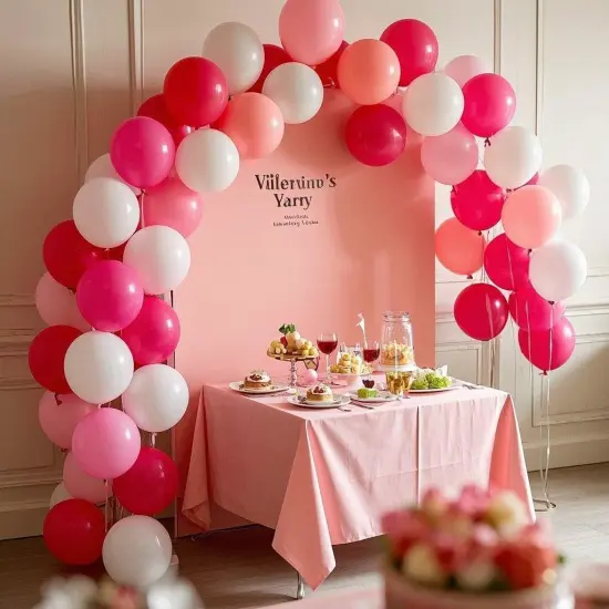 100pcs Pink White Metallic Pink Balloon Set(Pink White) {5}