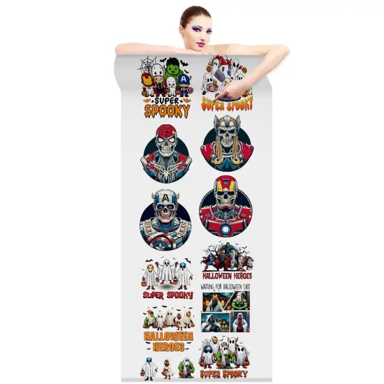 Super Spooky Halloween DTF Transfers 22x60 Direct-to-Film Gang Sheets Iron On Transfers - 11 Adult Prints And 3 Pocket Prints {2}