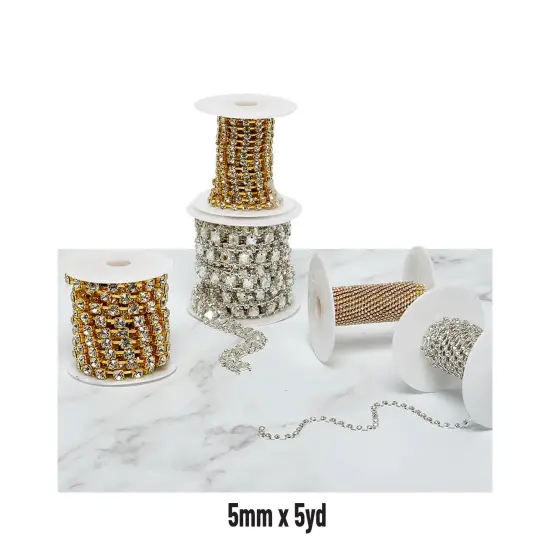 Glamorous Rhinestone Chains in Silver and Gold 5 Yards {1}