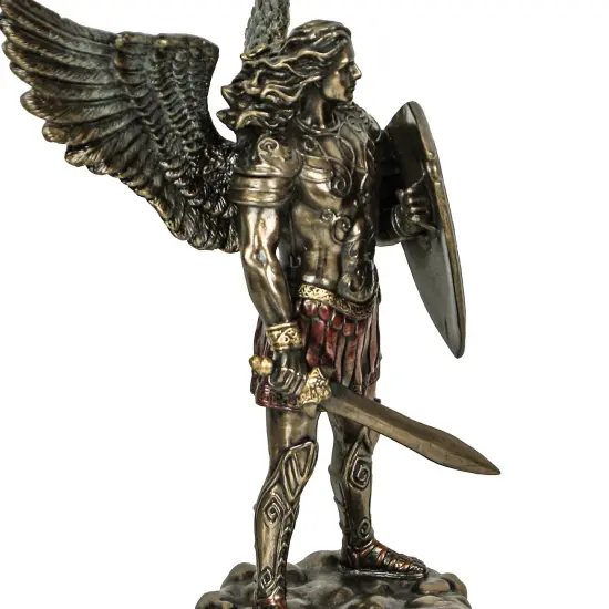 St. Michael the Archangel with Sword and Shield Bronze Finish Statue {5}