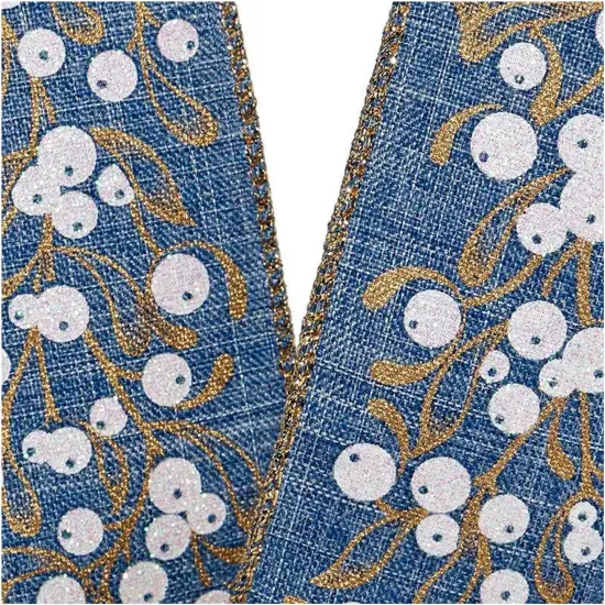 Sparkling Berries on Blue Wired Ribbon 2 1/2" x 10 yd {5}