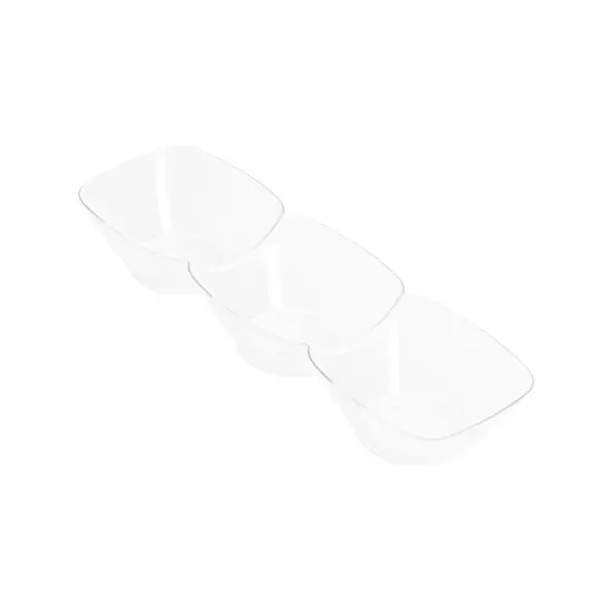 Clear Rectangular 3-Hole Mini Plastic Bowls (240 Bowls) {1}