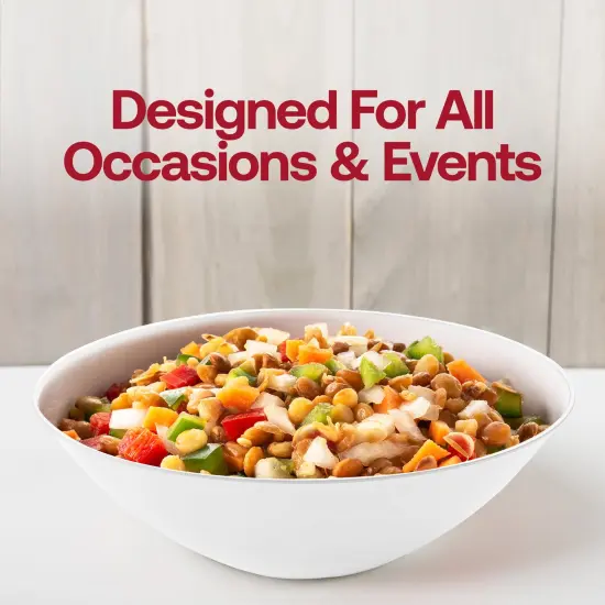 White with Silver Rim Organic Round Disposable Plastic Soup Bowls - 16 oz. (120 Bowls) {6}