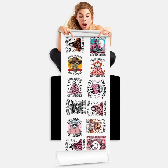 Even Baddies Get Saddies DTF Transfers 22x60 Direct-to-Film Gang Sheet 12 Adult Prints Iron On Transfers {2}