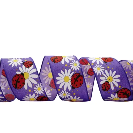 Ladybugs & Flowers Printed Wired Ribbon 2.5" x 10 yd {3}