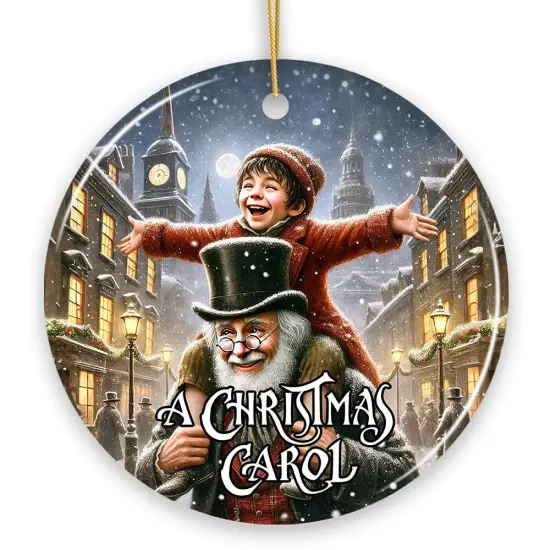 Scrooge and Tiny Tim Ornament, A Christmas Carol Victorian Gift and Tree Decor {7}