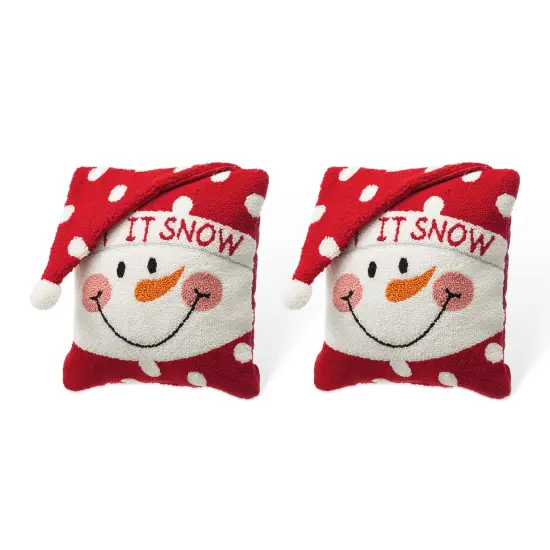 Set of 2 13.98"L Hooked 3D Snowman/Santa Pillows 2pk Snowman {3}