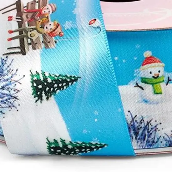 Christmas festival Satin Ribbon 25 Yards x 1.5 Inches 1 Roll Christmas Scene {4}