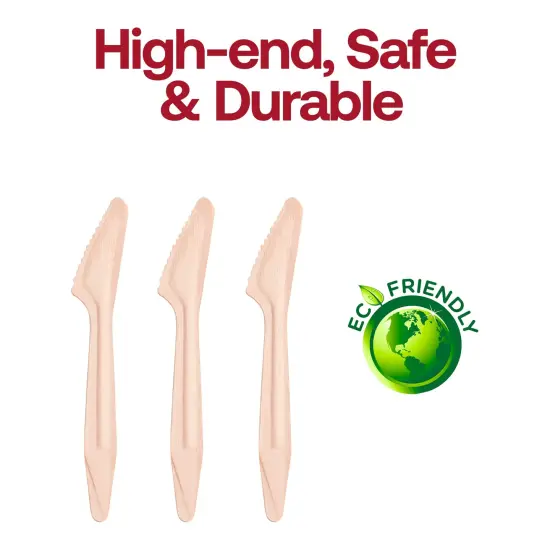 Natural Birch Eco-Friendly Disposable Dinner Knives (600 Knives) {4}