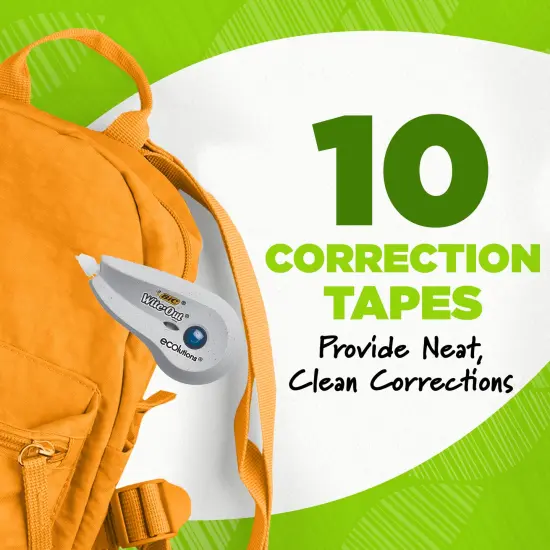 BIC Ecolutions Wite-Out Brand Correction Tape, 19.8 Feet, 10-Count Pack, Correction Tape Made from 56% Recycled Plastic Excluding Tape {3}