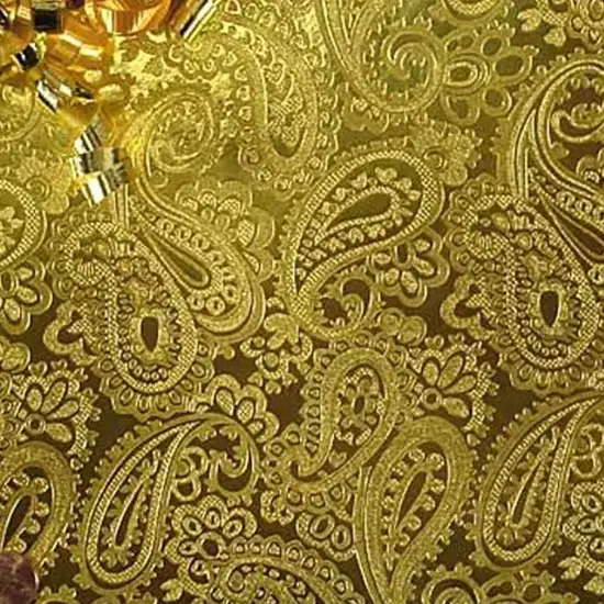 Gold Paisley Embossed Metallic Wrapping Paper 30" x 417" Roll {4}