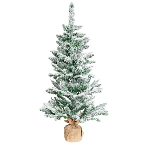 Northlight Frosted Pine Artificial Christmas Tree in Burlap Base - 3.5' - Unlit Green {3}