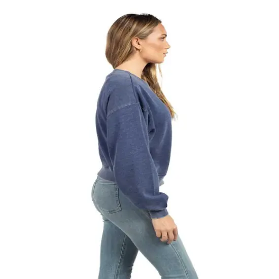 chicka-d &reg; Ladies Burnout Campus Crop Sweatshirt OATMEAL {5}