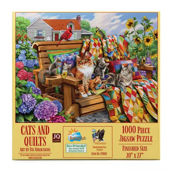 Sunsout Cats and Quilts 1000 pc Jigsaw Puzzle 70808 {4}
