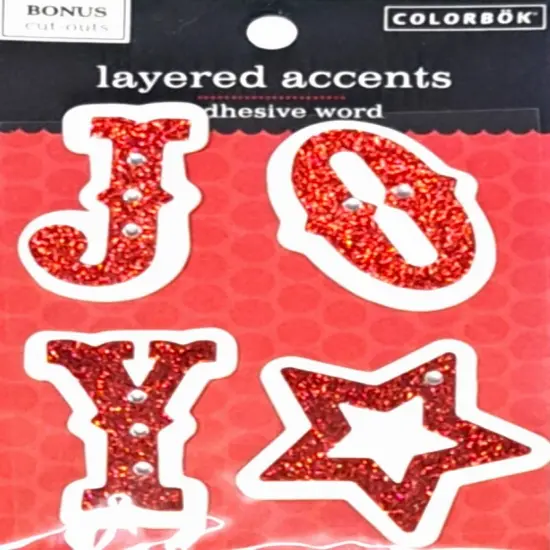 Colorbok Word JOY Glittered Layered Accent Stickers {1}