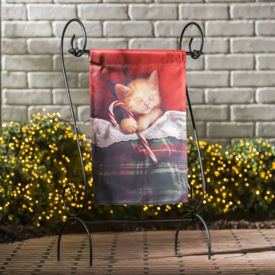 Candy Cane Kitten Christmas Garden Flag 2 Sided Decorative {2}