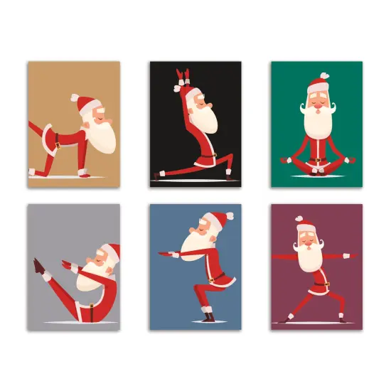 Yoga Santa Christmas Cards - 24-Pack Holiday Greeting Cards with 6 Fun Santa Yoga Poses, Perfect for Sharing Merry Christmas & Holiday Wishes, Blank Inside for Personalized Messages - Playful and Unique Festive Stationery Set {1}