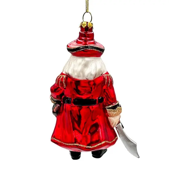 Santa Pirate Glass Christmas Ornament, Sea Sailer Bandit Unique Tree Decor {4}