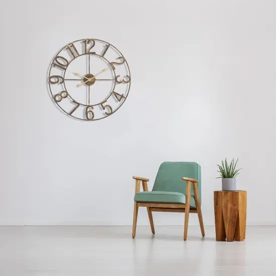 Sorbus Large Wall Clock - 24-inch Decorative Numeral Wall Clock - Battery Operated Analog - Living Room and Kitchen D&eacute;cor Bronze {6}