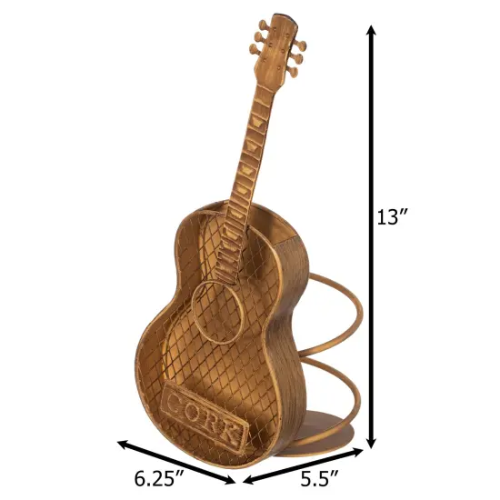 Vintiquewise Decorative Metal Guitar Shape Wine Bottle and Cork Holder &ndash; A Unique Home Decor Piece and Countertop Accessory for Kitchens, Bars, and Dining Rooms, Great Collection for Wine Lovers {4}