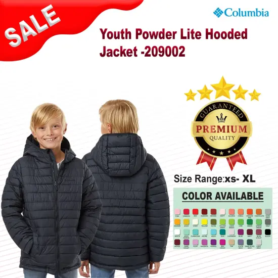Columbia&reg; Youth Powder Lite Hooded Jacket Black {2}