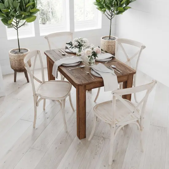 Merrick Lane Rectangular Antique Solid Pine Farm Dining Table {7}