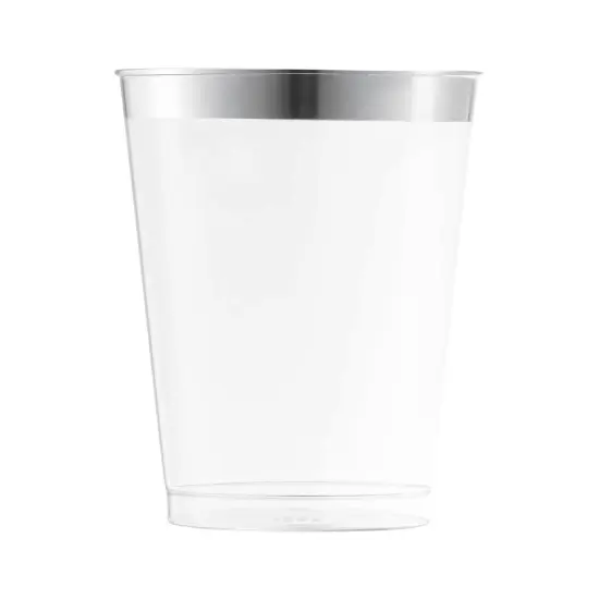 Clear with Metallic Silver Rim Round Tumblers - 10 oz. (336 Cups) {1}