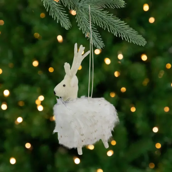 Northlight Plush Reindeer Christmas Ornament - 8" - White and Beige {1}