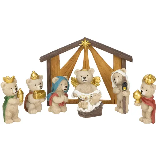 Northlight Bears Christmas Nativity Set - 4.5" - 8-Piece Multi {3}