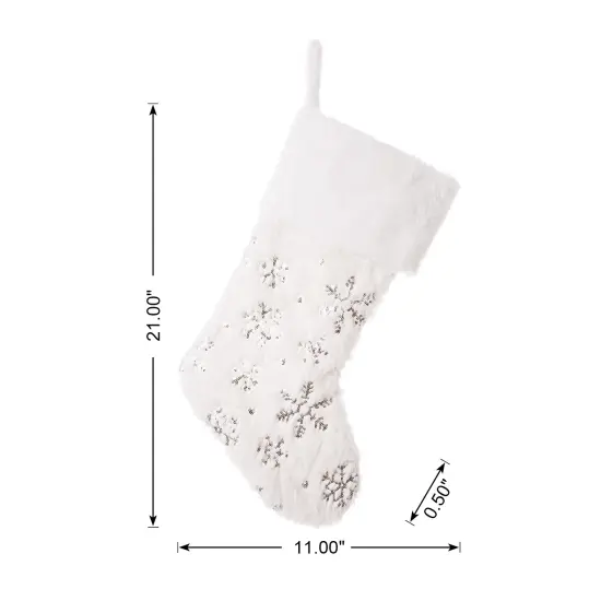 White Plush with Snowflake Christmas Stockings & a tree skirt 2pk Stocking {4}