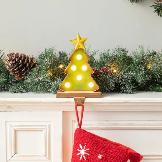 Set of 2 Marquee LED Tree/Snowman Head Stocking Holder Snowman & Tree {9}