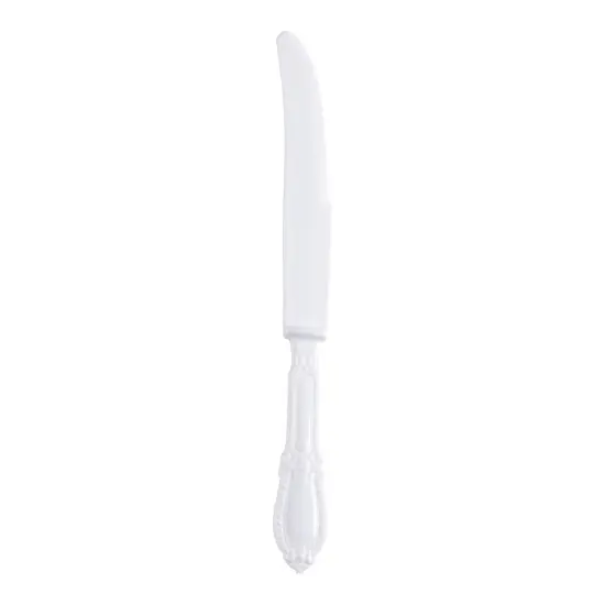 White Baroque Disposable Plastic Dinner Knives (480 Knives) {1}
