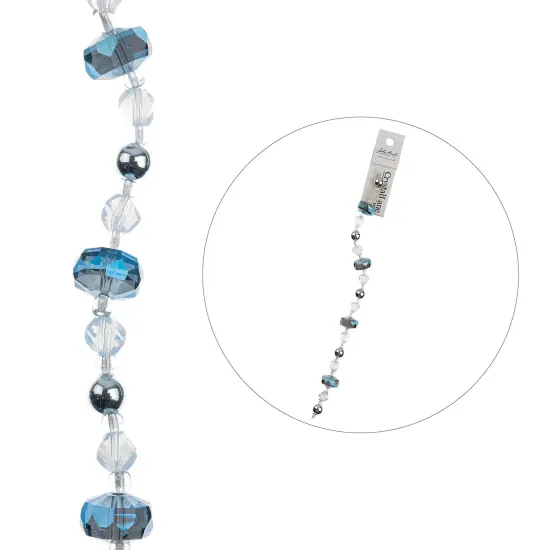 Crystal Lane DIY 7" Designer Holiday Snowflakes Glass Bead Mix Strand Silver & White {4}