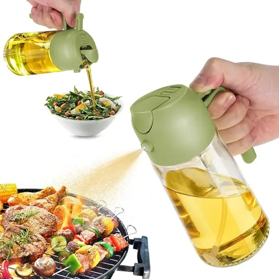 2 in 1 oil dispenser and oil sprayer for Cooking Bottle for Kitchen Air Fryer, Salad Olive Oil Sprayer Yellow {5}