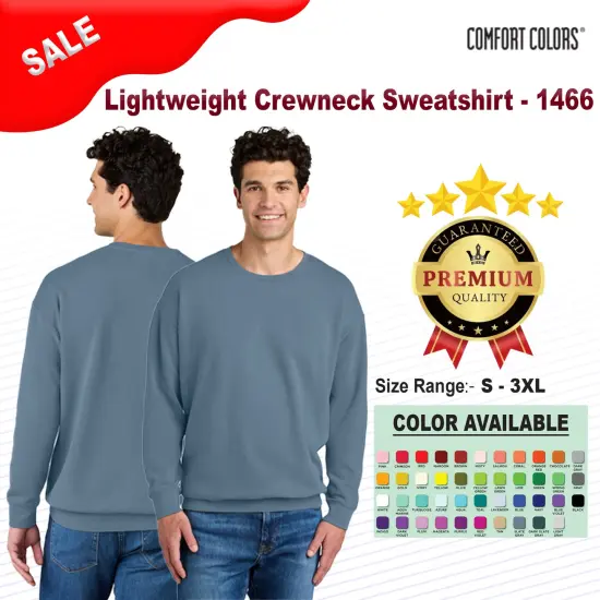 Comfort Colors&reg; Leight Weight Crewneck Long Sleeve Sweatshirt - 1466 Ivory {2}