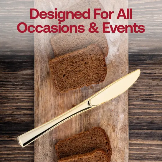 Shiny Metallic Gold Plastic Knives (600 Knives) {6}