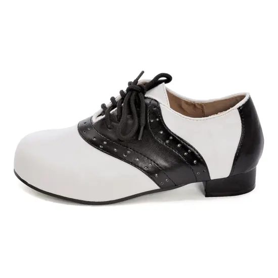 Saddle Shoe 1" Heel Child Shoes, White/Black {3}