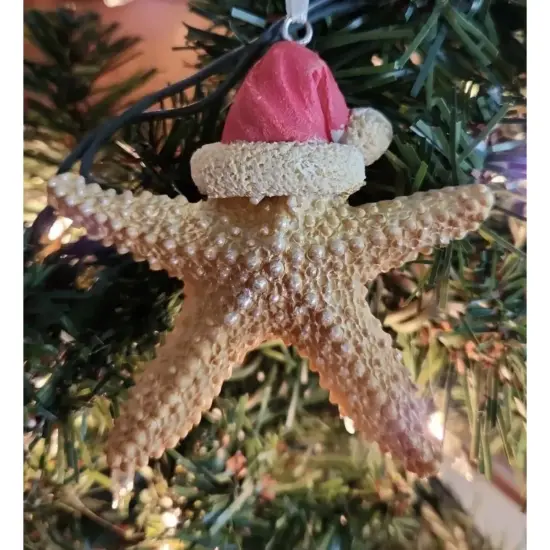 Kitcheniva Christmas Starfish Ornament Santa Hat Decor {2}
