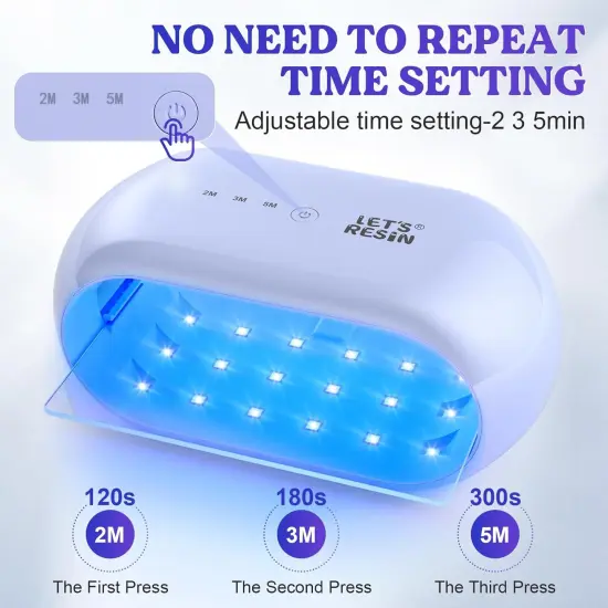 LET'S RESIN UV Light Advanced,Two-Sided Longer time Setting(2m,3m,5m) UV Resin Light with 36 LED Beads, Large Size UV Lamp for Resin Curing,Resin Molds,DIY Craft Decor(Own Design Patent) {3}