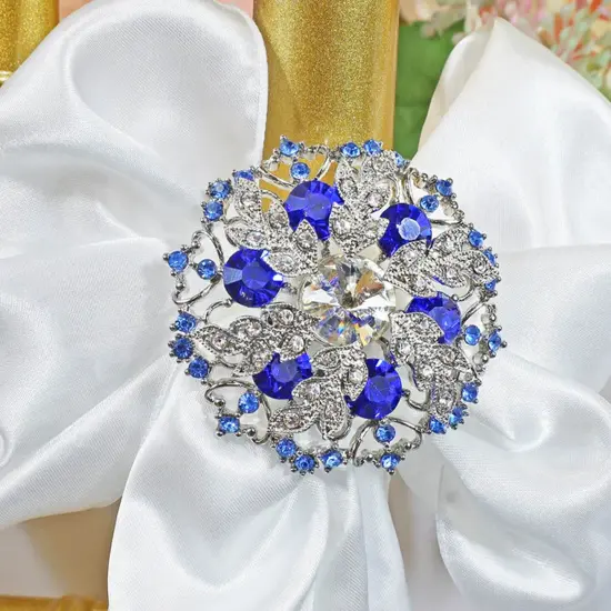 Snowflake Rhinestone Chair Band Buckle Silver Metal Accent 2 Inch Width {5}