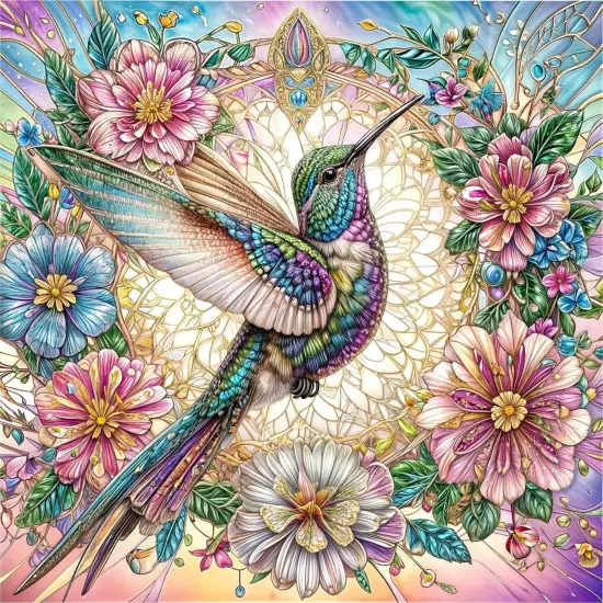 Hummingbird Diamond Painting Kits for Adults, Birds Diamond Art Kits for Beginners, Flowers Gem Art Painting Kits, DIY 5D Diamond Dots Paint by Diamonds Arts and Crafts Home Decor 12x12 inch {1}