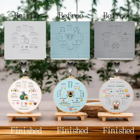 mbroidery Kit for Beginners Adults Cross Stitch Starter Kit Needle Point Supplies 33 Basic Stitches in 3 Set, DIY Craft Lover Starter Hand Stitch (Flower) {4}