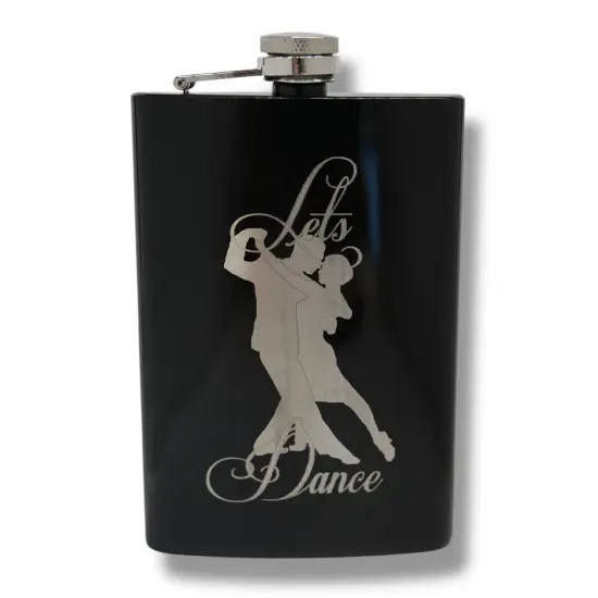 8oz BLACK Let's Dance Flask {1}