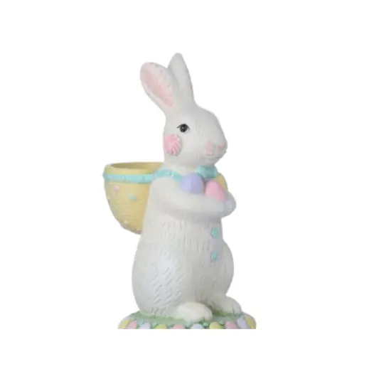 9" Sugared Bunny with Basket | Pastel Resin Easter Bunny Figurine-MT26205 {1}