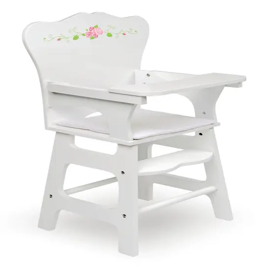 Badger Basket Doll High Chair with Padded Seat - White Rose {1}