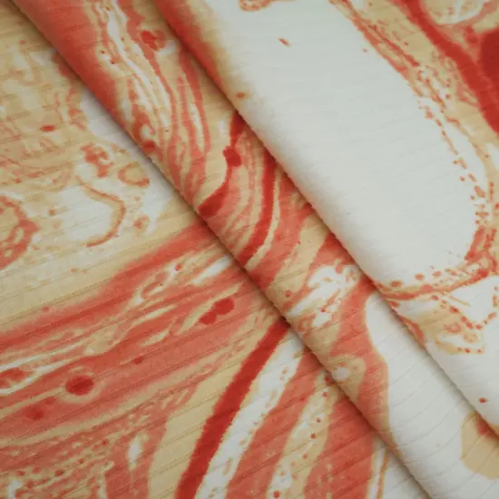 1 Yard 8X3 Yummy Rib Marble Print Stretch Knit Fabric 58/60 Inches Wide SAND/RUST {3}