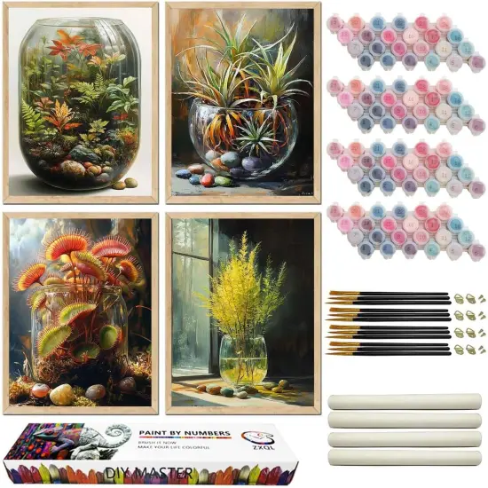 4 Pack Paint by Numbers Kit - 24x30 inches (Bottled Flowers) {1}