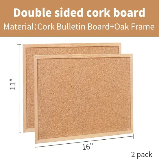 2-Pack - 16''x11'' Cork Boards for Walls with Frame(Brown) {5}